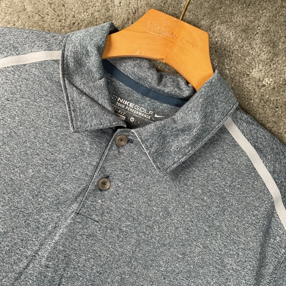 Nike Golf Polo Shirt Mens Size‎ M Blue Gray Excellent Dri-FIT Tour Performance